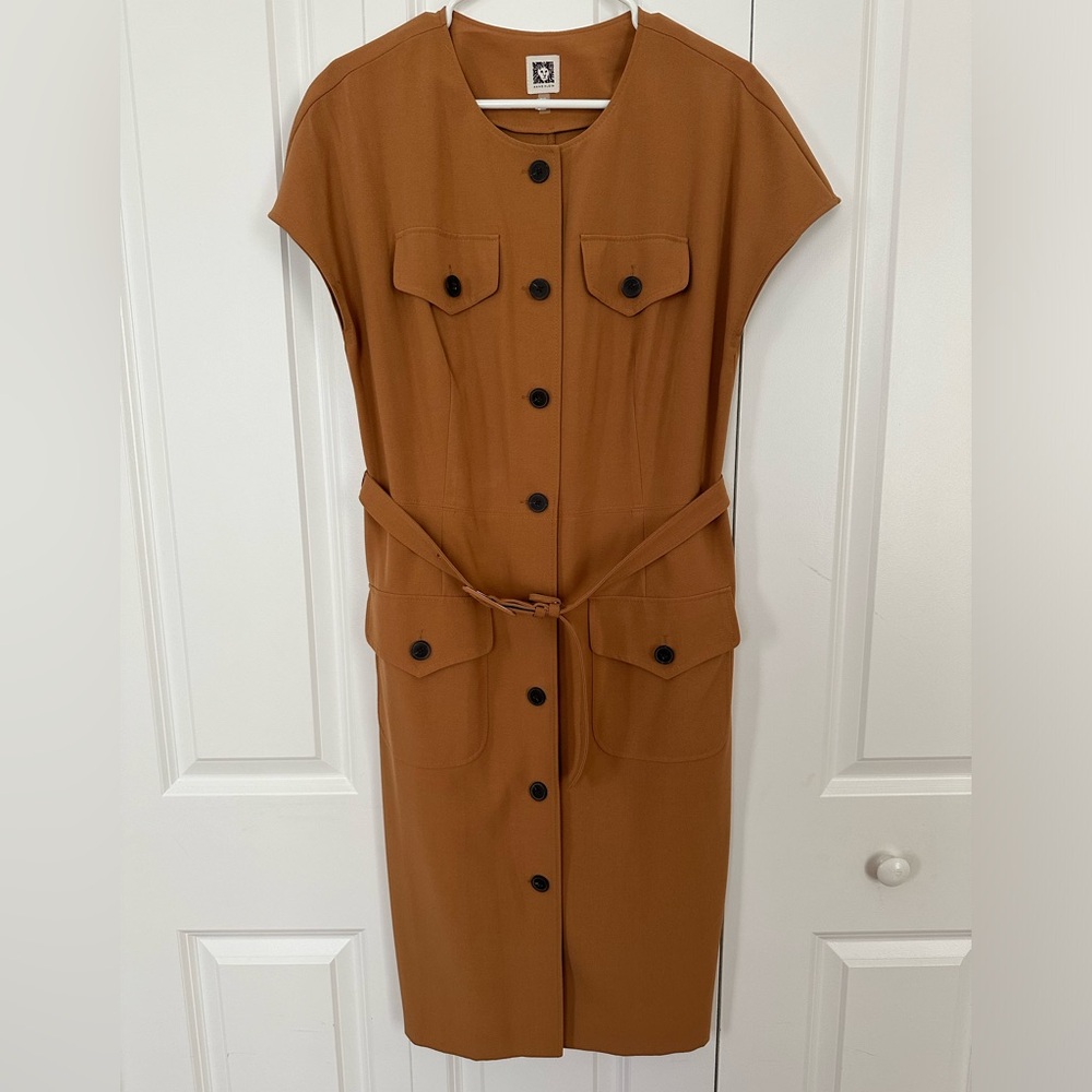 Anne Klein mustard belted dress